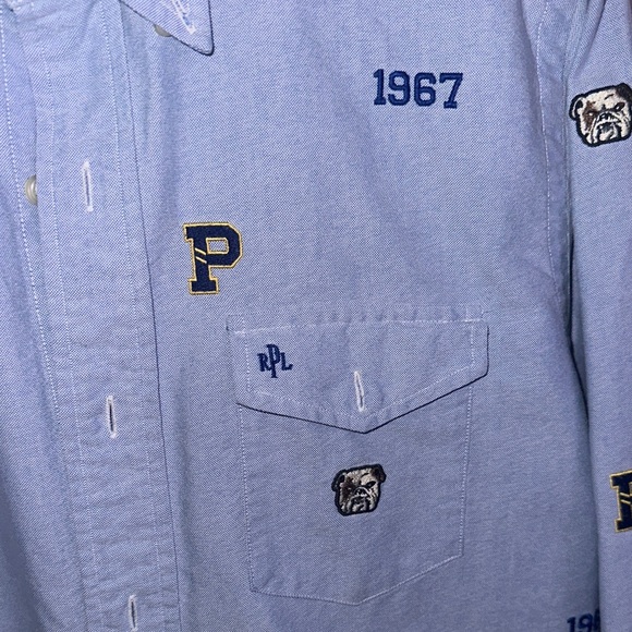 RALPH LAUREN BLUE OXFORD VARSITY COLLEGE CUSTOM DRESS SHIRT - SIZE MEDIUM - Picture 3 of 4